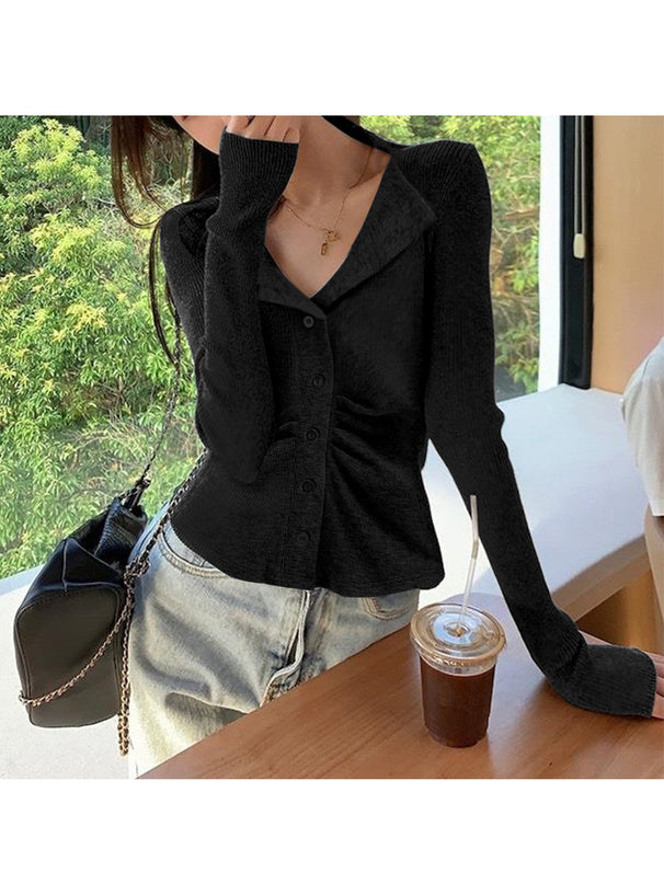 GRL th009 open-collar front-gathered top 14