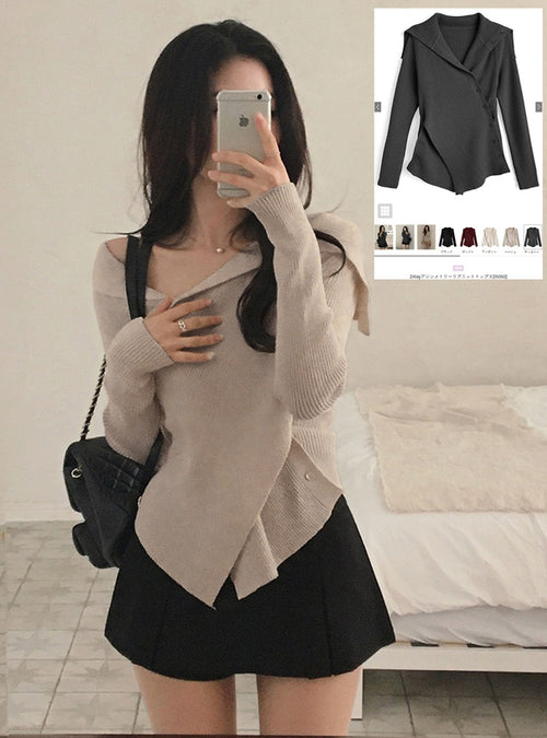 GRL th060 asymmetric rib knit top 不對稱羅紋針織上衣 1