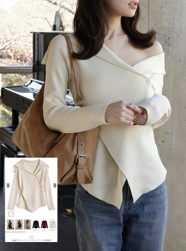 GRL th060 asymmetric rib knit top 不對稱羅紋針織上衣 12