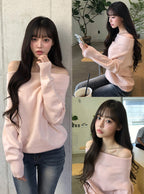 Off-Shoulder Loose Knit Top 露肩寬鬆針織上衣 [th084] 1