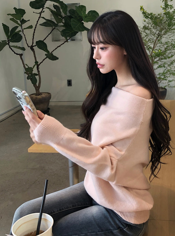 Off-Shoulder Loose Knit Top 露肩寬鬆針織上衣 [th084] 3