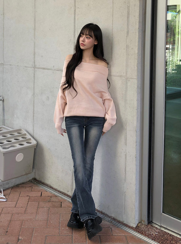 Off-Shoulder Loose Knit Top 露肩寬鬆針織上衣 [th084] 8