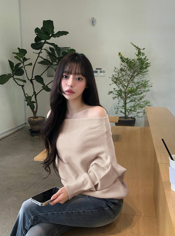 Off-Shoulder Loose Knit Top 露肩寬鬆針織上衣 [th084] 9