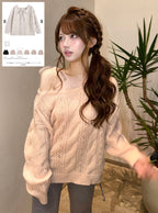 GRL th090 Multiway Lace Ribbon Cable Knit Top 多穿法蕾絲繫帶麻花針織上衣 1