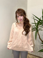 GRL th090 Multiway Lace Ribbon Cable Knit Top 多穿法蕾絲繫帶麻花針織上衣 3