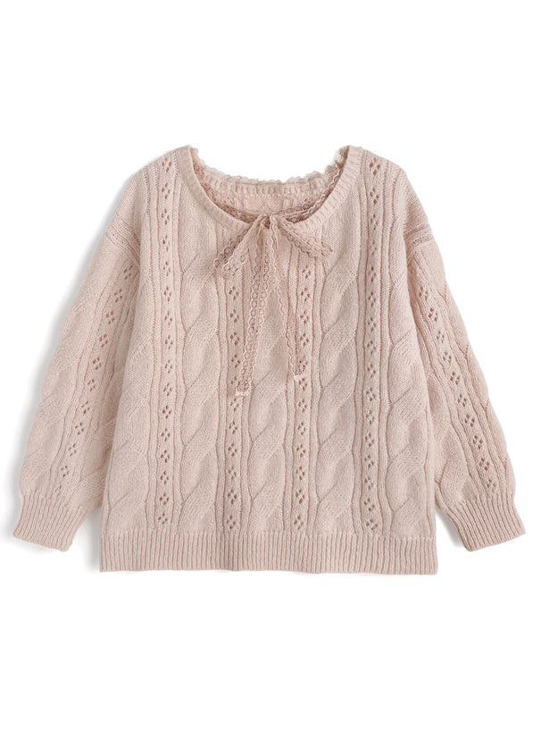 GRL th090 Multiway Lace Ribbon Cable Knit Top 多穿法蕾絲繫帶麻花針織上衣 5