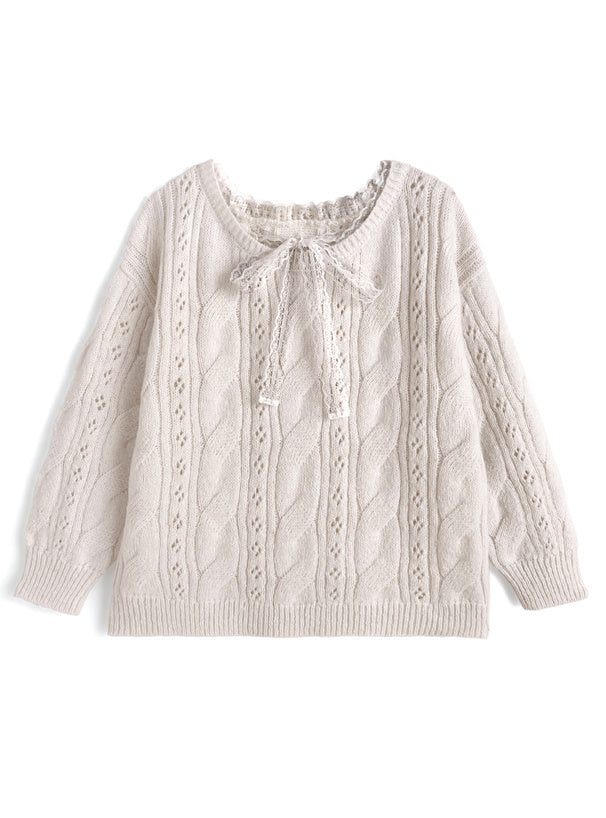 GRL th090 Multiway Lace Ribbon Cable Knit Top 多穿法蕾絲繫帶麻花針織上衣 6