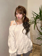 GRL th090 Multiway Lace Ribbon Cable Knit Top 多穿法蕾絲繫帶麻花針織上衣 7