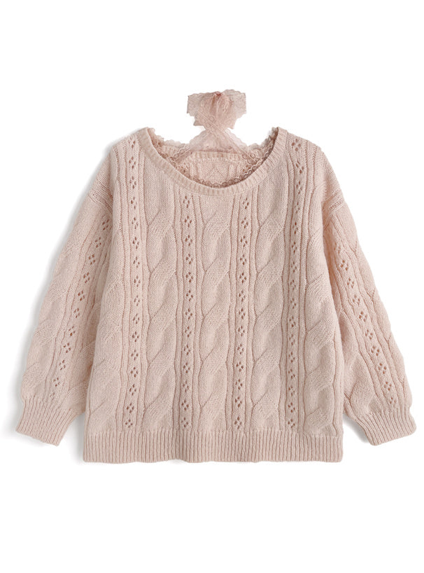GRL th090 Multiway Lace Ribbon Cable Knit Top 多穿法蕾絲繫帶麻花針織上衣 10