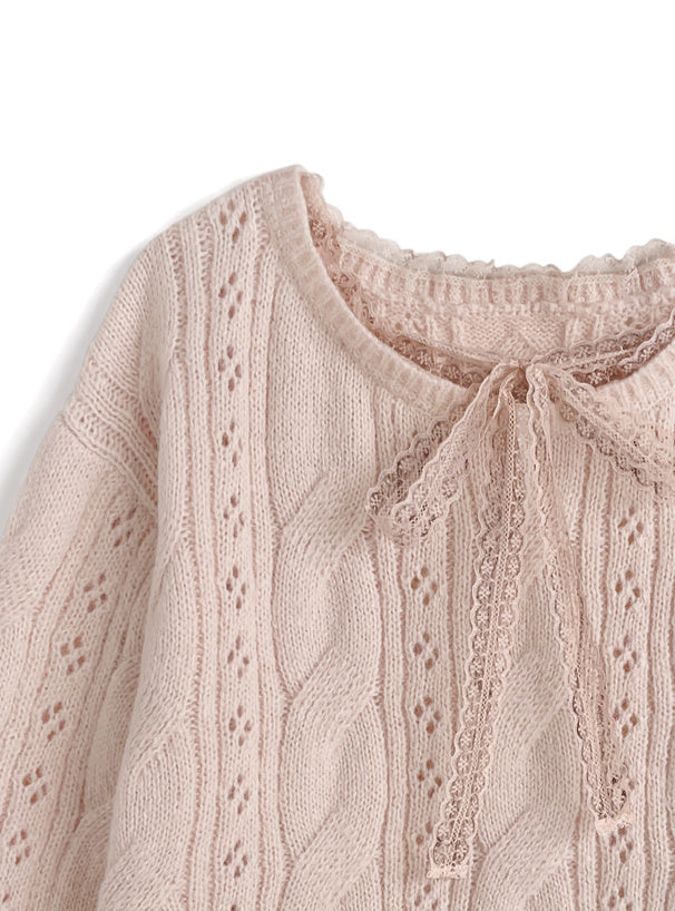 GRL th090 Multiway Lace Ribbon Cable Knit Top 多穿法蕾絲繫帶麻花針織上衣 12