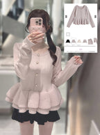 Rhinestone Double Ruffle Knit Top 水鑽雙層荷葉襬針織上衣 [tu2261] — 2