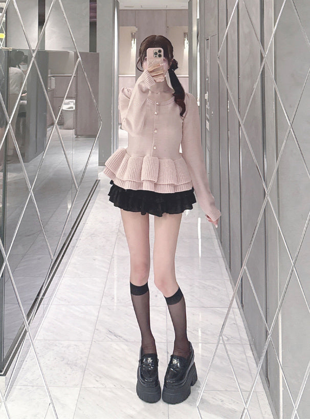 Rhinestone Double Ruffle Knit Top 水鑽雙層荷葉襬針織上衣 [tu2261] — 3