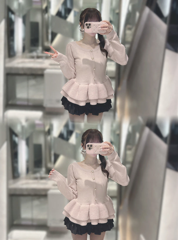 Rhinestone Double Ruffle Knit Top 水鑽雙層荷葉襬針織上衣 [tu2261] — 4