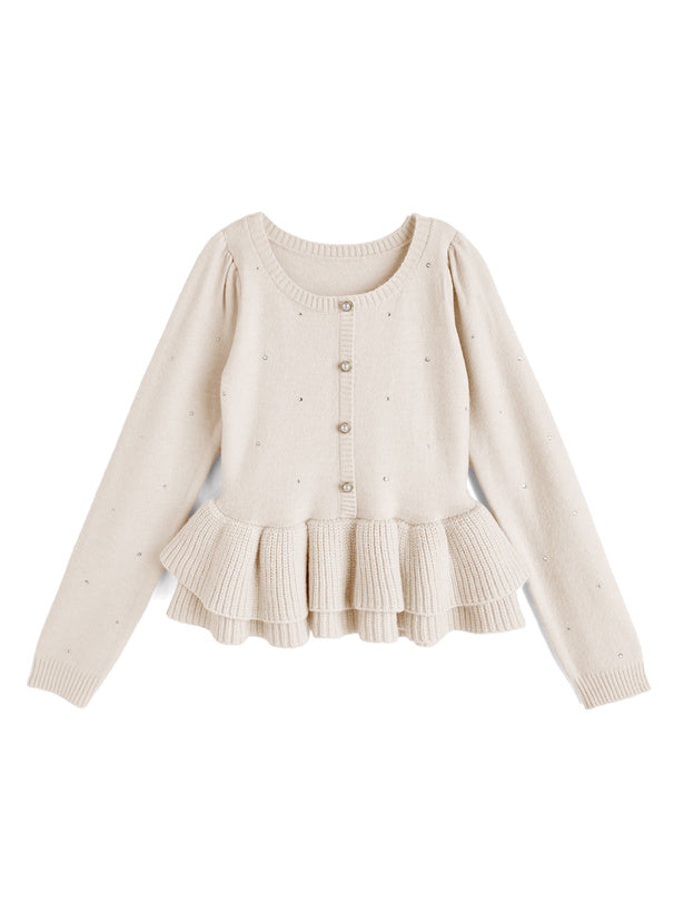 Rhinestone Double Ruffle Knit Top 水鑽雙層荷葉襬針織上衣 [tu2261] — 6