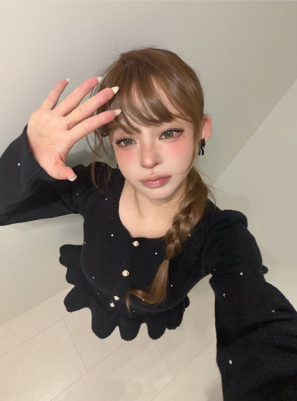 Rhinestone Double Ruffle Knit Top 水鑽雙層荷葉襬針織上衣 [tu2261] — 7