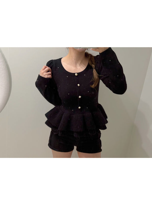 Rhinestone Double Ruffle Knit Top 水鑽雙層荷葉襬針織上衣 [tu2261] — 8