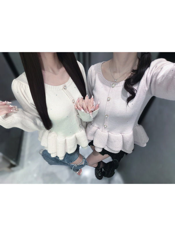 Rhinestone Double Ruffle Knit Top 水鑽雙層荷葉襬針織上衣 [tu2261] — 9