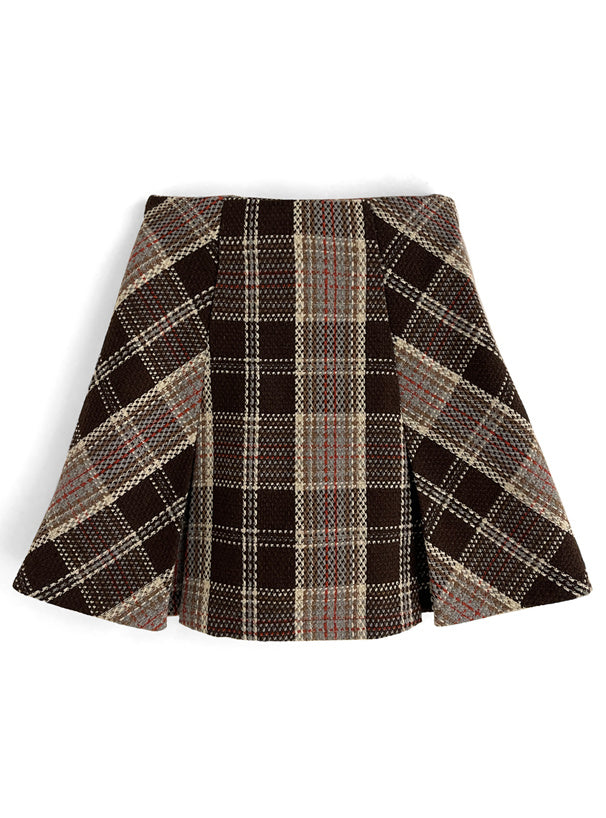 GRL check tweed box-pleated mini skirt [tu963], view 4 格紋粗花呢箱褶迷你裙