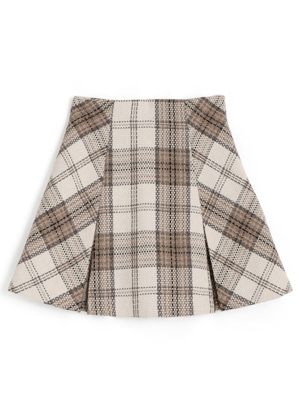 GRL check tweed box-pleated mini skirt [tu963], view 5 格紋粗花呢箱褶迷你裙