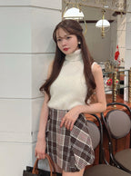 GRL check tweed box-pleated mini skirt [tu963], view 6 格紋粗花呢箱褶迷你裙