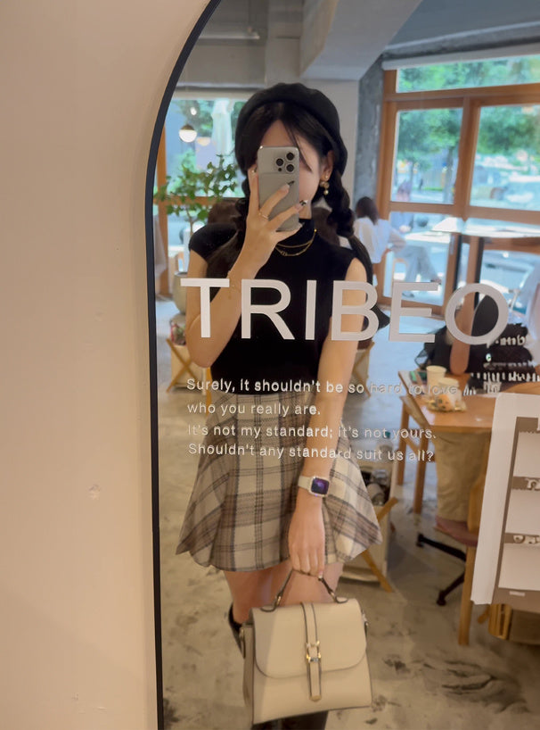 GRL check tweed box-pleated mini skirt [tu963], view 7 格紋粗花呢箱褶迷你裙