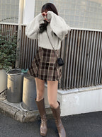 GRL check tweed box-pleated mini skirt [tu963], view 11 格紋粗花呢箱褶迷你裙