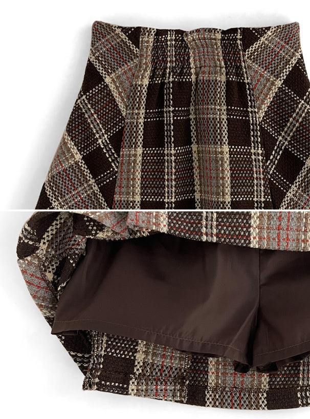 GRL check tweed box-pleated mini skirt [tu963], view 12 格紋粗花呢箱褶迷你裙