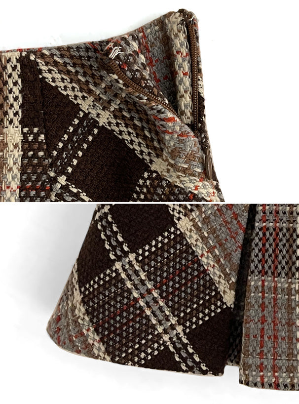GRL check tweed box-pleated mini skirt [tu963], view 13 格紋粗花呢箱褶迷你裙