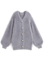 Jewel-Button Shaggy Knit Cardigan 寶石造型鈕扣毛絨針織開襟衫 [ws71] — image 5