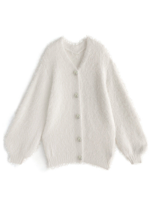 Jewel-Button Shaggy Knit Cardigan 寶石造型鈕扣毛絨針織開襟衫 [ws71] — image 6