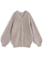 Jewel-Button Shaggy Knit Cardigan 寶石造型鈕扣毛絨針織開襟衫 [ws71] — image 8