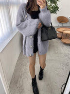 Jewel-Button Shaggy Knit Cardigan 寶石造型鈕扣毛絨針織開襟衫 [ws71] — image 11