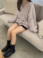 Jewel-Button Shaggy Knit Cardigan 寶石造型鈕扣毛絨針織開襟衫 [ws71] — image 13