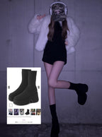 Platform Knit Mid-Calf Boots Black 黑色 – view 2