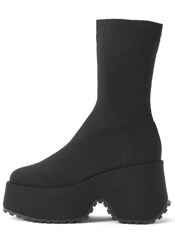 Platform Knit Mid-Calf Boots Black 黑色 – view 9