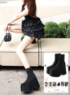 GRL platform heel sock ankle boots Black 黑色 1