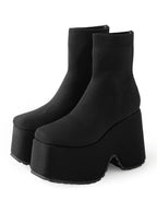 GRL platform heel sock ankle boots Black 黑色 4