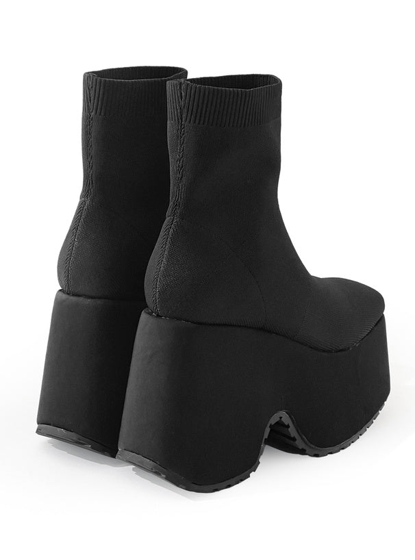 GRL platform heel sock ankle boots Black 黑色 11