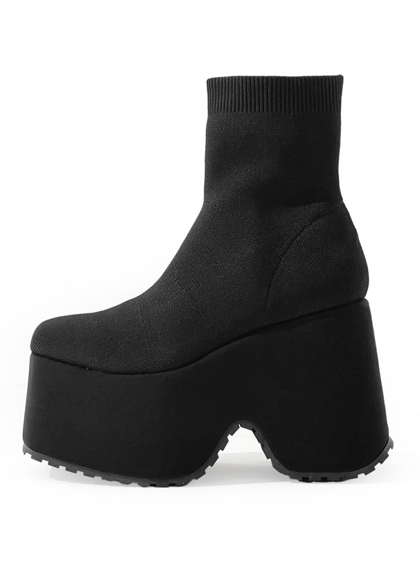 GRL platform heel sock ankle boots Black 黑色 12